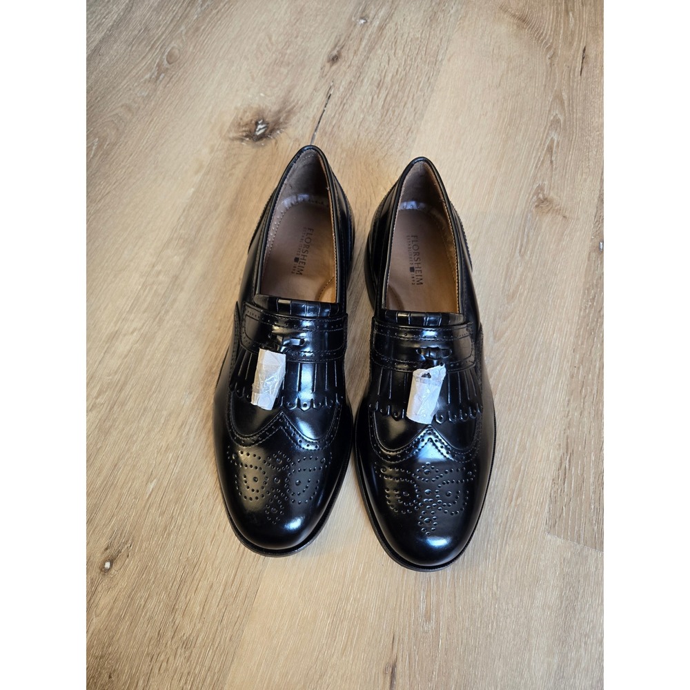 Florsheim Brinson Black Leather Wingtip Tassel Loafer Mens 3E New No Box